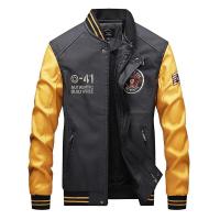 ราคา Men Leather Jacket Fashion 2022 New Embroidery Baseball PU Jackets Men s Casual Spring Autumn Splicing Pilot Bomber Jacket Coat (12742516887)