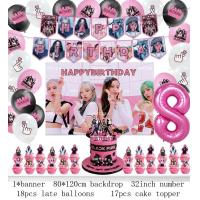 ราคา อุปกรณ์สำหรับงานเลี้ยงวันเกิดลูกโป่งสีชมพูสีดำของหญิงสาวดาวรุ่งอุปกรณ์ตกแต่งฉากหลังของลูกโป่งบนโต๊ะอาหารธงตกแต่งหน้าเค้กเค้ก (21203727815)