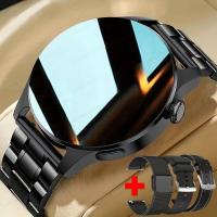 ราคา Mens Three Straps Stainless Steel Strap Business Smart Watch With Calling Music Playing Heart Rate Blood Oxygen Blood Pressure Monitoring Sleep Monitoring IP67 Waterproof Sports Watch For IPhone And A