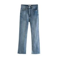 ราคา ZARA กางเกงยีนส์ขาบานเอวสูงขาตรงกางเกงยีนส์ขาบาน8228225หลวมสไตล์ฤดูใบไม้ร่วง (20435516681)