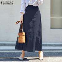 ราคา จัดส่งฟรี Esolo ZANZEA กระโปรงยาวผ้าฝ้ายเอวสูงฤดูร้อนของผู้หญิงชุดเดรสกระโปรงบานธรรมดา 8 (19258649578)