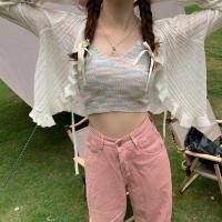 ราคา Zero shop พร้อมส่ง Zero C609 เสื้อกล้ามถักไหมพรมสีรุ้ง หลากหลายโทนสีคิ้วมาก C (18725617682)