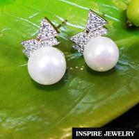 ราคา INSPIRE JEWELRY ต่างหูมุกแฟชั่น ต่อลายฝังเพชรสวิสรูปโบว์เกรดพรีเมี่ยม งานจิวเวลลี่ ขาปักก้าน งานปราณีตแบบร้านเพชร พร้อมกล่อง สวยงาม น่ารัก ใส่ถอดง่าย ใส่ได้กับเสื้อผ้าชุดแบบ ของขวัญวันเกิด วันแม่ ปีให