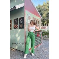 ราคา กางเกงขากระบอกผ้าลินินเอวสูงนางแบบใส่งานจริงขายดีสุดๆ (19467482909)