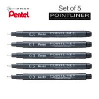 ราคา Pentel ปากกาตัดเส้น เพนเทล Pointliner หมึกสีดำ แพ็ค 5 ขนาด 0 05 0 1 0 3 0 5 0 8mm (12515870546)