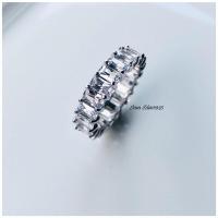 ราคา iam Silver925 แหวนเงินแท้ชุบทองคำขาวทรง สี่เหลี่ยมเพชรรอบวงฝังเพชรCubic Zirconia (17698344322)