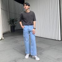 ราคา Golden Zebra Jeans กางเกงยีนส์ชายคาร์โก้สียีนส์ซีด สีน้ำเงิน สีดำ กางเกงยีนขายาวเอวสูงทรงกระบอกตรง กางเกงวินเทจ ส่งเปลี่ยนฟรี (18785288642)