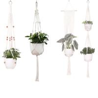 ราคา ตะกร้าแขวนต้นไม้ในสวนแบบถัก4ชิ้น ตะกร้าแขวนเชือกคอตตอนกระถางต้นไม้แฮนด์เมดกระเป๋ากางเกงการตกแต่งบ้านในลาน (21170359738)