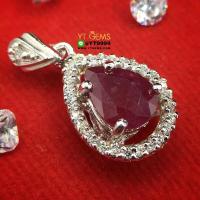 ราคา จี้ทับทิม จี้เงินแท้ ชุบทองคำขาว พลอยทับทิมแท้ YTG 8688 (17436266493)