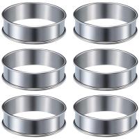 ราคา 6 Pieces Muffin Tart Rings Double Rolled Tart Ring Stainless Steel Muffin Rings Metal Round Ring Mold for Food Making (16738644909)