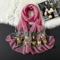 ราคา S9 ส่งจากไทย มี 14 สี ผ้าไหมแก้ว ปัดดอก ผ้าพันคอ ผ้าคลุมไหล่ ผ้าคลุม ผ้าไหม ของที่ระลึก ของฝากไทยแลนด์ Silk Scarf Embroidery silk scarf 70 170 cm (15214488767)