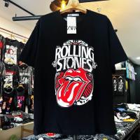 ราคา ขายร้อน เสื้อยืดโอเวอร์ไซส์ขาว ดำ สกีนด้วยหน้าrolling stones คอกลม เสื้อยืดผ้าฝ้ายพิมพ์ลาย S 5XL (20457025290)