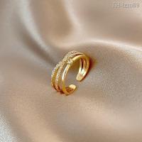 ราคา เครื่องประดับ Ins web celebrity in same flash cross ring inlay zircon super female senior niche contracted design feeling open finger ring (18989658551)