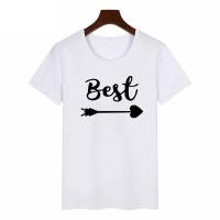 ราคา เสื้อยืดผ้าฝ้ายBest Friends T Shirt Women T shirt Summer Short Sleeve Sister Bff T Shirt For Women Tshirt Top White Cotton Tee Shirt Femme (17455233611)