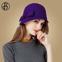 ราคา ผู้หญิงสีทึบ100 ขนสัตว์รู้สึกฤดูหนาวหมวกผู้หญิง Cloche ถังกะลากับกุทัณฑ์วินเทจสีดำ Fedoras สุภาพสตรีสีเหลืองสีฟ้าฟลอปปี้ดาร์บี้หมวกหมวก (21067123834)