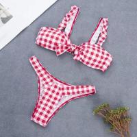 ราคา ชุดว่ายน้ำ ทูพีชเอวสูง บราสายเดี่ยวสไตล์เกาะอก สกรีนลายสก็อตทั้งผืน (20922743159)