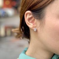ราคา Siri 14k earrings ต่างหูแบบติดหู งานชุบทองคำขาว เพชร CZ (20414748130)