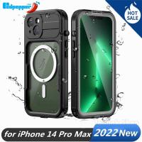 ราคา For iPhone 14 Waterproof Case Redpepper Underwater Waterproof Phone MagSafe Case Cover for iPhone 14 Pro Max iphone14 plus Winter Swimming Diving waterproofPhoneCase (17208250525)