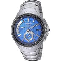 ราคา SEIKO Coutura Mens Radio Sync Solar Dual Time Watch Blue Silver (16961123259)