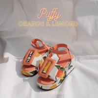 ราคา สีมาใหม่ รุ่น Puffy สีส้ม New Arrival รองเท้าส้นตึกหัวเข็มขัดรัดส้น ฟองน้ำฟู3เท่า (19422677471)