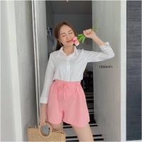 ราคา TW15064 Set 2 ชิ้น เสื้อเชิ้ตแขนยาว กางเกงขาสั้น Set of 2 pieces long sleeve shirt and shorts (6074372514)