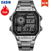 ราคา Casio นาฬิกาข้อมือสุดหรูเซ็ตสุดหรูไฟ LED นาฬิกาข้อมือดิจิตอลแบบทหารกีฬาควอตซ์นาฬิกาสำหรับผู้ชาย MasculinoAE 1200WHD 1A ศาสนา (19719151226)
