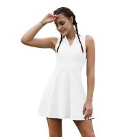 ราคา ชุดเดรสนักเทนนิสสูทแฟชั่นโปโล2023แขนกุดคอปกเสื้อแบดมินตันกอล์ฟชุดเดรสนักเทนนิสสีพื้นชุดเดรส Vestidos De (12933244370)