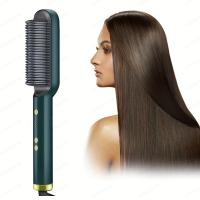 ราคา rifeikai Hair Straightener Comb Brush 2 in 1 Electric Straight Hair Curling Styling Tool Multifunctional Hair Straightener Hair Curler (20344011370)