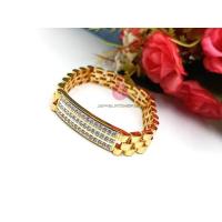 ราคา CODsare13fghf jewelryshop365 K372 สร้อยข้อมือเลสเพชรสามแถว งานฝังเพชร ไม่ลอก (20177231681)