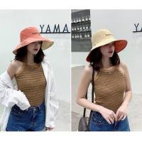 ราคา หมวกบักเก็ต Bucket M001 หมวกปีกกว้าง รูปยิ้ม หมวกมีเชือกรัดคาง หมวกแฟชั่นเกาหลีสุดฮิตใส่ได้2ด้าน (8312033422)