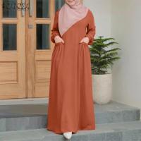 ราคา ZANZEA ชุดเดรสยาวสำหรับมุสลิมเดรสแม็กซี่คอกลมแฟชั่นสไตล์มุสลิม (20918309980)