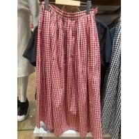 ราคา สปท์ UNIQLO กระโปรงลายตารางกระโปรงมีจีบผ้าฝ้ายทอลายทแยงสำหรับผู้หญิงฤดูร้อน2023 458722 456323 (19071666191)