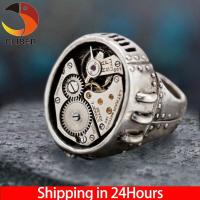 ราคา CLIBER Hip Hop Mechanical Gear Ring For Men Women Steampunk Jewelry Antique Gold Silver Color Clock Watch Turntable Rings (9432406034)