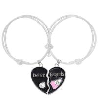 ราคา Antey Best Friend Lady celet Girlfriends Bff Heart Pendant Black And White Leather Rope Hand Chain Fashion Jewelry Gift (15264256309)