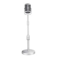 ราคา Vintage Desktop Microphone Prop Model with Adjustable Height Classic Retro Style Microphone Stand Fake Mic Prop (19334200925)