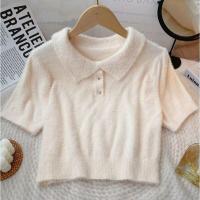 ราคา พร้อมส่งจากไทย C590 1 เสื้อไหมพรมแขนสั้น ดีเทลขนมุ้งมิ้ง ขนนุ่ม ใส่สบาย สีพาสเทลน่ารักมาก (21004518330)