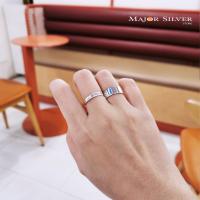 ราคา แหวนแบนกว้าง 7 mm แหวนเงินแท้925 ใส่ได้ทั้ง ชาย หญิง แหวนเงินแท้100 Major Silver (4588126691)
