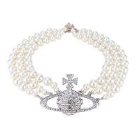 ราคา Vivienne Westwood ไข่มุกสามชั้นประดับเพชรเต็มสร้อยคองานแต่งเจ้าสาวแวววาว (19309070635)