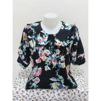 ราคา เสื้อคอบัวระบายแขนสั้นลายดอก ผ้าไหมอิตาลี ผ้านิ่มเนื้อดี ตัวผ้าไม่บางใส่สบายไม่ร้อน อก42 ยาว 24 นิ้ว (19966364958)