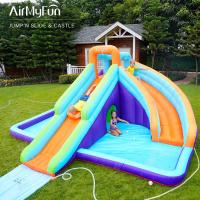 ราคา สระว่ายน้ำเป่าลม เป่าลมสไลเดอร์ สไลเดอร์เป่าลม บ้านลมเด็ก เป่าลมปราสาท Inflatable Water Bounce House for Kids with Long Slide and Ball Pool Kids Bouncy Playhouse for Outdoor or Indoor (18585273954)