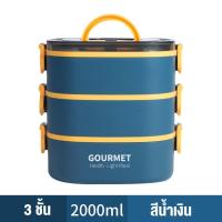 ราคา ปิ่นโตใส่อาหาร ปิ่นโตเข้าไมโครเวฟได้ ปิ่นโตทรงเหลี่ยม 2 3 ชั้น มีช้อนในตัว (19671429381)