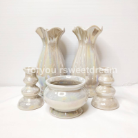 ราคา ชุดหน้าพระ แจกัน กระถางธูป เชิงเทียน ชุดบูชาพระ เซรามิก ชุด 5 ชิ้น กระถางธูปเทียน แจกันดอกไม้ถวายพระ (20132367980)