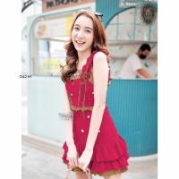 ราคา Chompoo Fashions ชุดเดรส เดรสแขนกุด สายเดี่ยวระบาย ผูกโบว์ไหล่ กระโปรงต่อชายระบายติดดอก สีชมพู ชุดเดรสไปงานแต่งสีชมพู (19610130244)