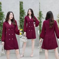 ราคา lalanta เสื้อผ้าแฟชั่น เสื้อผ้าผู้หญิง ชุดเดรส สี ดำ กรม แดงเลือดหมู โกโก้ พร้อมส่ง (16527991740)