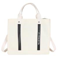 ราคา ifashionbagshop IF1802 กระเป๋าผ้าแคนวาส สะพายข้าง ถือ แบบหนามีช่องด้านหน้าใส่ของ (15510083561)