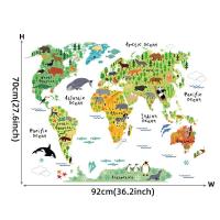 ราคา 92x70cm Cartoon Animals World Map Wall Stickers for Kids Room Baby Nursery Room Wall Decals Reading Room kindergarten Stickers (19108739587)