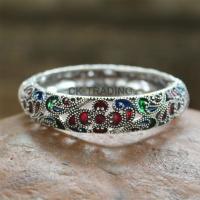 ราคา กำไล กำไลข้อมือ ลายไทยลงยา รมดำสีลงยา กำไลข้อมือสีเงินรมดำ ลายไทยฉลุ ขนาด 16 cm วัสดุอย่างดีงานสวย น้ำหนักดี (18911805524)