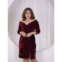 ราคา เดรสสาวอวบ ออกงาน สีแดงเบอกันดี ผ้ากำมะหยี่ มือสอง ลองใส่ 1ครั้ง ราคาเต็ม 790 (20903722264)