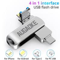 ราคา AUGAOKE 4 In1แฟลชไดร์ฟ USB 64GB สำหรับ Iphone Type C Android PC USB ความเร็วสูง USB แฟลชไดร์ฟ64GB OTG USB USB 3 0 TYPE C ไดร์ฟปากกา (20105874737)