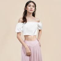 ราคา Closet Crush Off shoulder crop top with puff sleeves loose style White เสื้อครอปเปิดไหล่แขนสั้นทรงหลวมปล่อยชาย (20546023430)